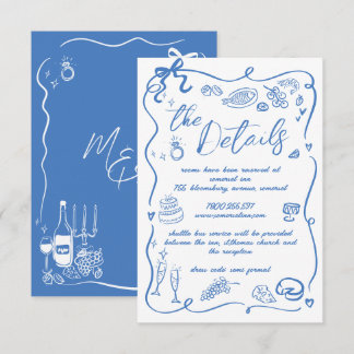 Hand getrokken illustraties Doodles bruiloft detai Informatiekaartje