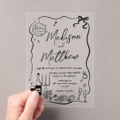 Hand getrokken illustraties Doodles bruiloft parti Acryl Uitnodigingen (Insitu (Draagbaar))