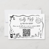Hand getrokken illustraties Doodles bruiloft QR-co RSVP Kaartje (Voorkant)