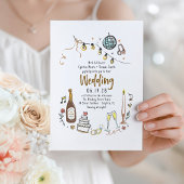 Hand getrokken illustraties Doodles Funky Wedding Kaart