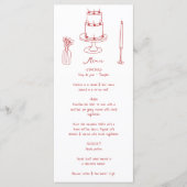 Hand getrokken illustraties Doodles Maroon bruilof Menu (Voorkant)