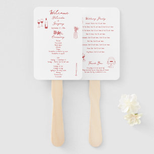 Hand getrokken illustraties Maroon bruiloft progra Handwaaier
