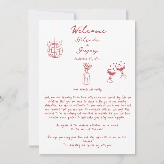 Hand getrokken illustraties Maroon bruiloft route (Voorkant)