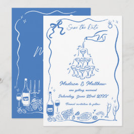 Hand getrokken illustraties Scribble Doodles bruil Save The Date