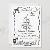 Hand getrokken illustraties Scribble Doodles bruil Save The Date (Voorkant)