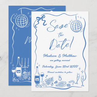 Hand getrokken illustraties Scribble Doodles bruil Save The Date
