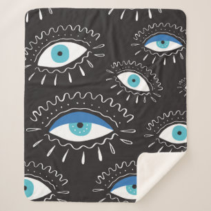 Hand-getrokken indian aztec tribaal oog met veren sherpa deken