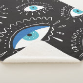 Hand-getrokken indian aztec tribaal oog met veren  sherpa deken (3/4)