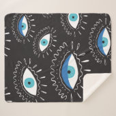 Hand-getrokken indian aztec tribaal oog met veren  sherpa deken (Voorkant (horizontaal))