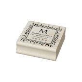 Hand getrokken ingelijste laurierbladeren monogram 	rubberstempel (Stempel)