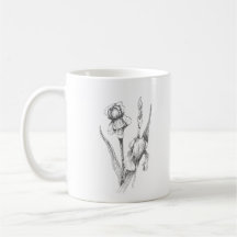 Hand getrokken iris, botanische kunst, originele p