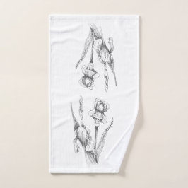 Hand getrokken Iris originele fijne botanische kun Handdoek