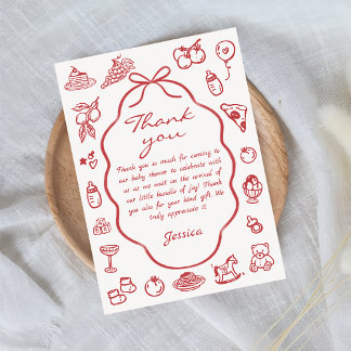 Hand getrokken Italiaans citroen Baby shower Bedankkaart