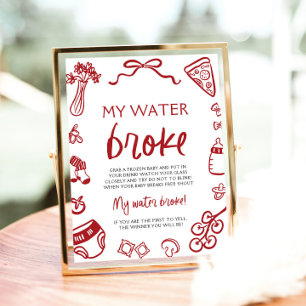 Hand getrokken Italiaans Mijn Water gebroken Baby  Poster