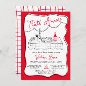 Hand getrokken Italiaanse Pizza Wijn Diner Feest Kaart (Voorkant / Achterkant)