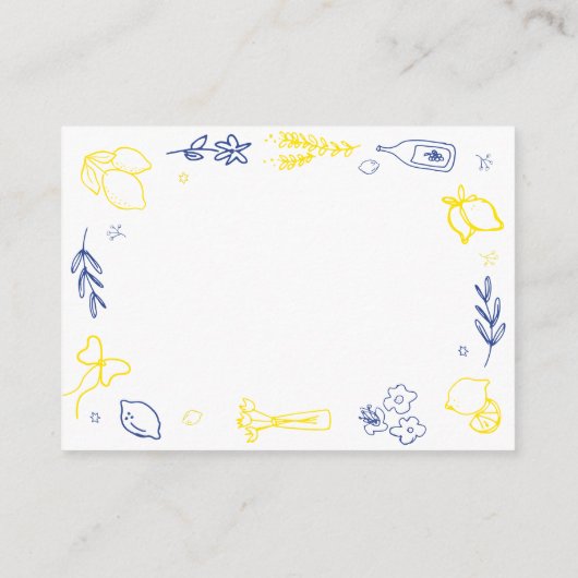 Hand getrokken Italië Lemon QR Code Wedding Detail Informatiekaartje (Achterkant)