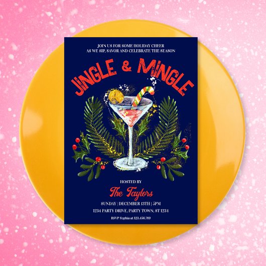 Hand getrokken Jingle Mingle Christmas Cocktail Pa Kaart