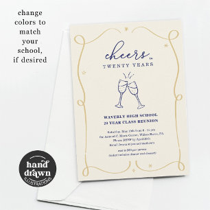 Hand getrokken juichen elk jaar klasse reünie kaart