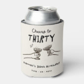 Hand getrokken juichen voor 30 jaar verjaardag par blikjeskoeler (Blikje Voorkant)