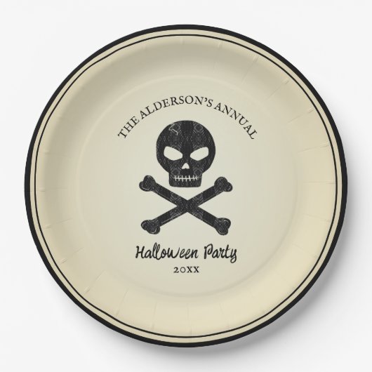 Hand getrokken Kant Schedel Halloween Party Papieren Bordje (Voorkant)