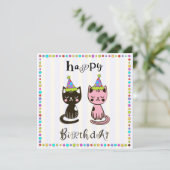 Hand getrokken Katten Happy Birthday Sjabloon (Staand voorkant)