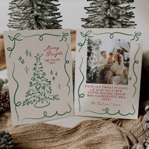 Hand getrokken Kerst Kaart Foto Vakantie Kaarten