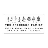 Hand getrokken kerstbomen naam & retour adres 	rubberstempel (Afrduk)