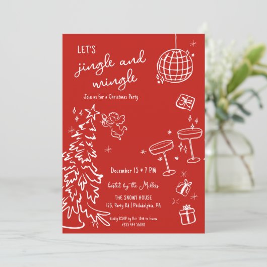 Hand getrokken kerstfeest jingle en mengen aankondiging (Staand voorkant)
