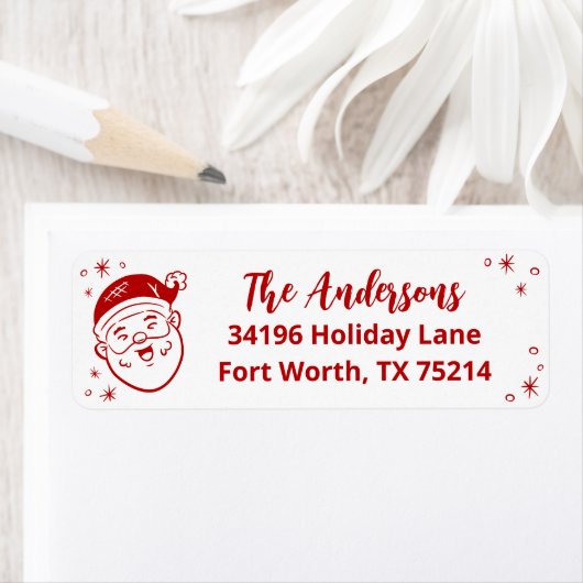 Hand getrokken Kerstman Retour Adres Label (Insitu)