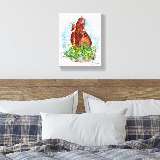 Hand getrokken Kip Kunst Canvas Afdruk (Insitu (Slaapkamer))