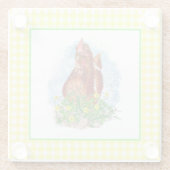 Hand getrokken Kip Kunst Glazen Onderzetter (Achterkant)