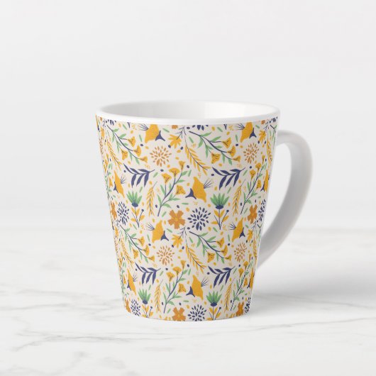 Hand getrokken kleurrijke bloemenpatroon-23595 latte mok (Rechterhoek)