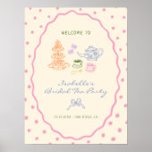 Hand getrokken Kleurrijke Bruids Tea Party Welkom Poster (Voorkant)