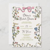 Hand getrokken Kleurrijke Floral Lijst Bow Vrijgez Kaart (Voorkant)