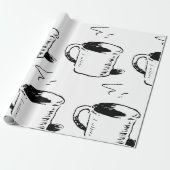 Hand getrokken koffie Mok schets minimalistisch Cadeaupapier (Uitgerold)