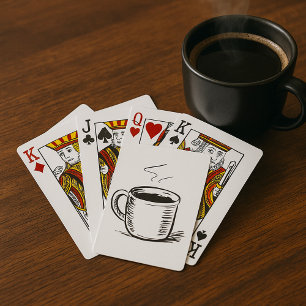 Hand getrokken koffie Mok schets minimalistisch Pokerkaarten