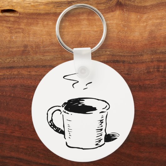 Hand getrokken koffie Mok schets minimalistisch Sleutelhanger (Voorkant)