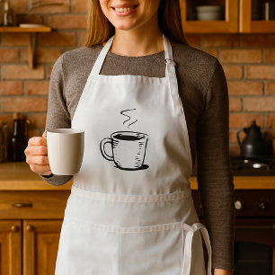 Hand getrokken koffie Mok schets minimalistisch Standaard Schort