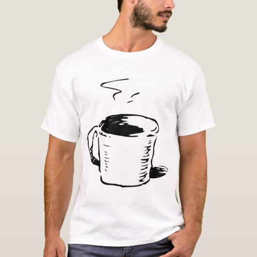Hand getrokken koffie Mok schets minimalistisch T-shirt (Voorkant)