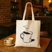Hand getrokken koffie Mok schets minimalistisch Tote Bag