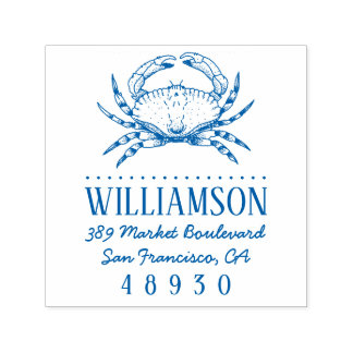 Hand-getrokken krab nautische typografie retouradr  zelfinktende stempel