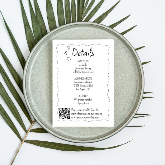 Hand getrokken krabbel doedel bruiloft informatiekaartje