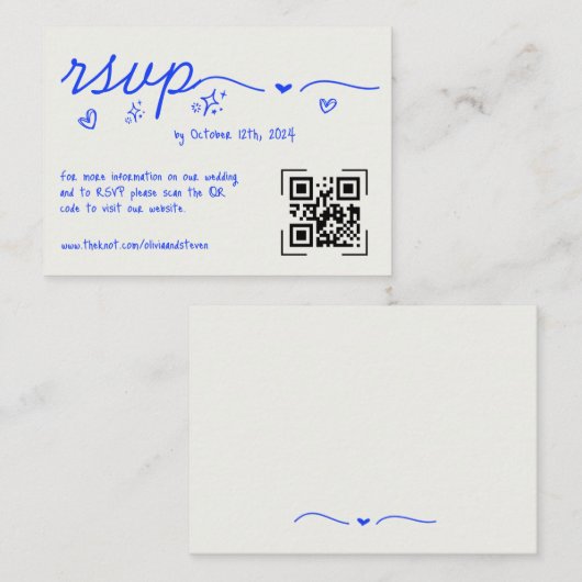 Hand getrokken krabbel eigenzinnige QR Code bruilo Informatiekaartje (Voorkant / Achterkant)