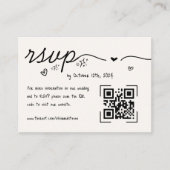 Hand getrokken krabbel eigenzinnige QR Code RSVP b Informatiekaartje (Voorkant)