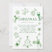 Hand getrokken krabbel groene glitter kerstfeest kaart (Voorkant)