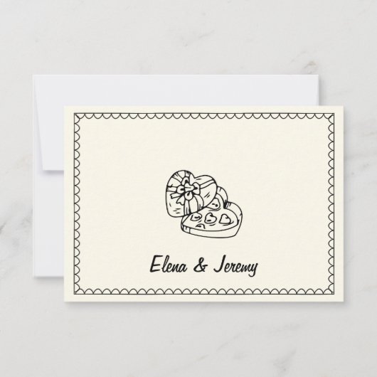 Hand getrokken krabbel  schets Franse bruiloft Bedankkaart (Achterkant)