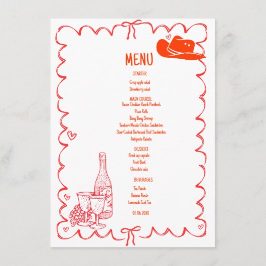 Hand getrokken krabbel Westerne illustratie Bruilo Menu (Voorkant)