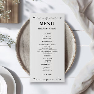 Hand getrokken krabbel zwarte illustratie bruiloft menu