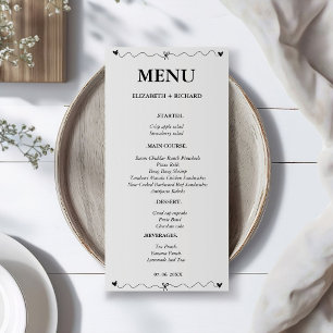 Hand getrokken krabbel zwarte illustratie bruiloft menu