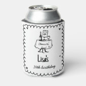 Hand getrokken krabbelcocktail 30e, 40e verjaardag blikjeskoeler (Blikje Achterkant)